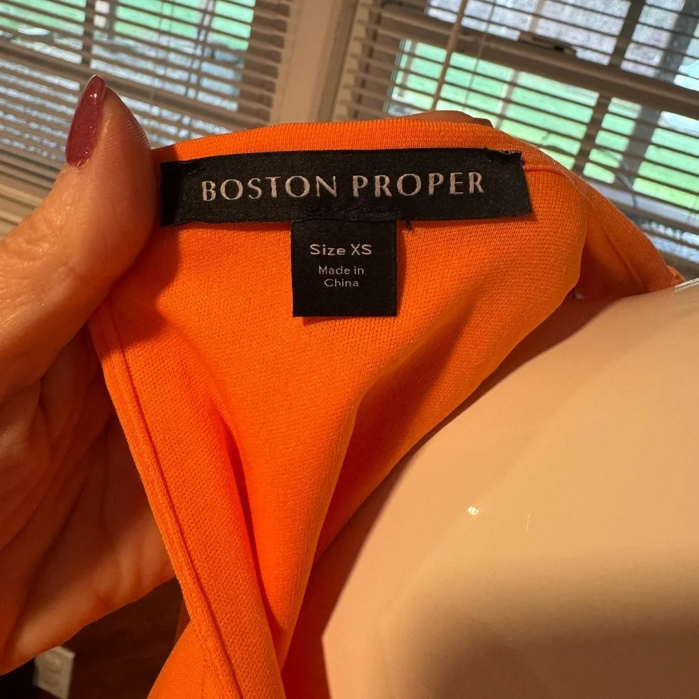 Boston Proper Orange Gold Ring Design Pullover Summer Dress size XS Knee length - Picture 6 of 11